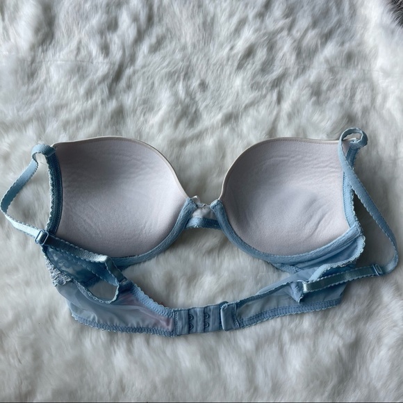 VS light blue and white lace dream angels push up bra 32C - Picture 12 of 15